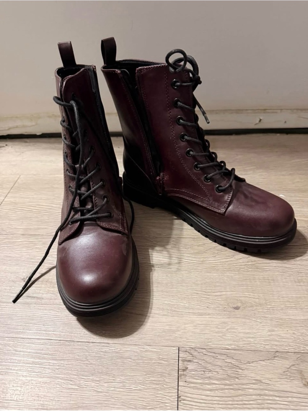 Kohl's Women's Burgundy Lace-Up Combat Boots